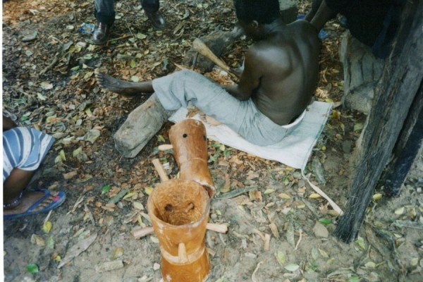 Hollowing out, a drum takes shape